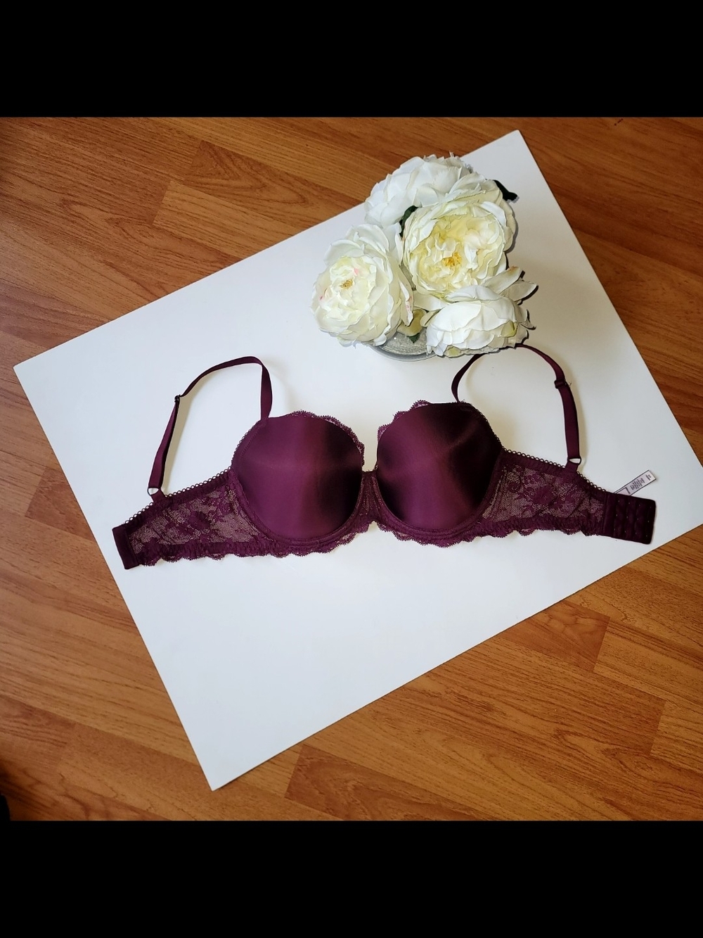 COMBO Victoria's Secret Dream Angels Lightly Lined Lace Demi Bra 34DDD Burgundy - Picture 4 of 7